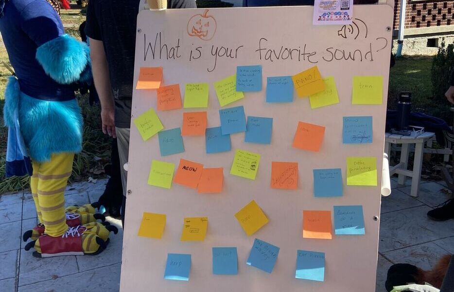 A board of post-it-notes with everyone's favorite sounds