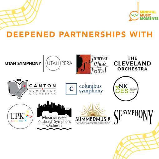 Logos of 9 orchestra and organization partners nationwide.