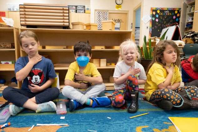 Students meditating